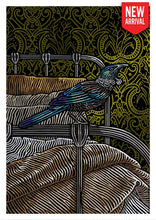 Load image into Gallery viewer, Hand drawn Tui on a bed frame full page A4 by ngela Croft Art