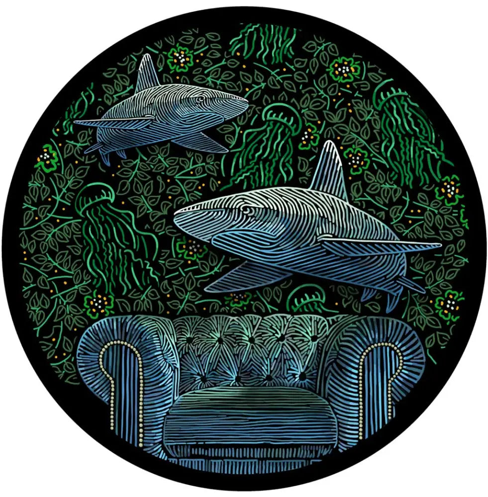 Angela Croft Art - Dark And Sharky 190Mm Diameter Giclée