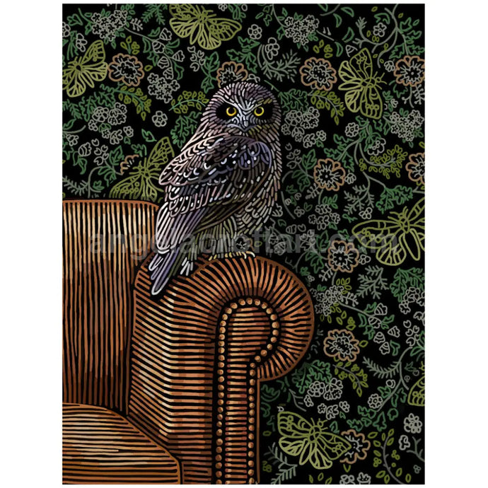Morepork artwork copyright angela croft art ltd