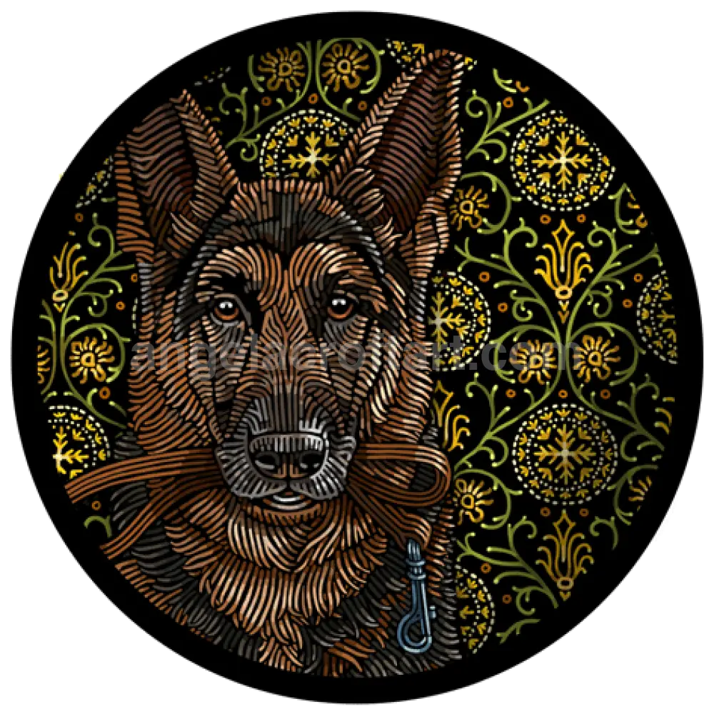 Doggieology Art - German Shepherd With Pattern 190Mm Diameter Giclée