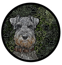 Load image into Gallery viewer, Doggieology Art - Schnauzer With Pattern 190Mm Diameter Giclée
