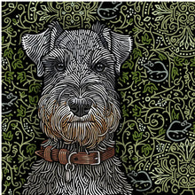 Load image into Gallery viewer, Doggieology Art - Schnauzer With Pattern A4 Square Giclée
