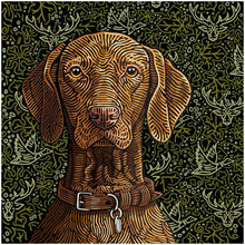 Load image into Gallery viewer, Doggieology Art - Vizsla With Pattern A4 Size Square
