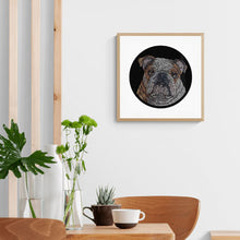Load image into Gallery viewer, Doggieology Art Bulldog in an ash frame
