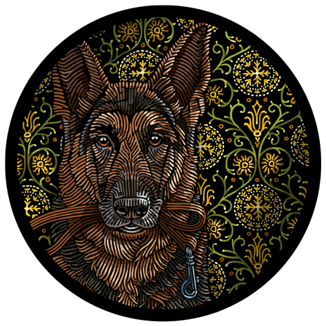 Doggieology Art - German Shepherd with pattern